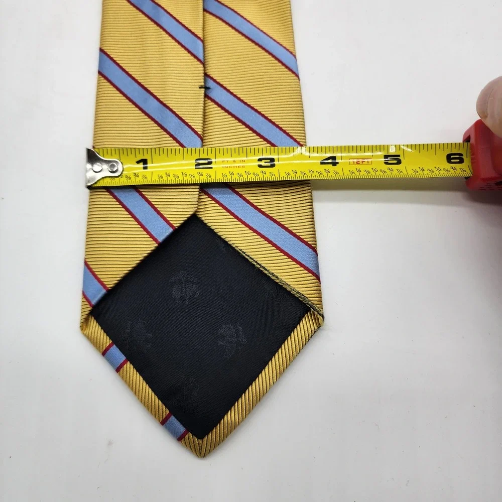 Brooks Brothers 346 Men's Pure Silk Necktie Yellow Blue Burgundy Striped USA